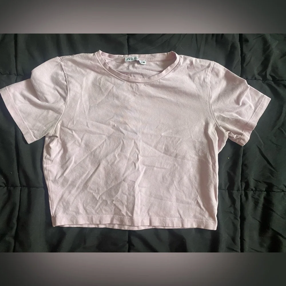 Zara Soft Blush Cropped Tee - Picture 1 of 2
